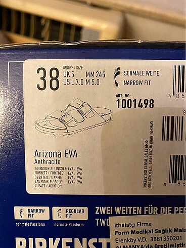 38 Beden gri Renk Birkenstock orjinal yeni Eva terlik