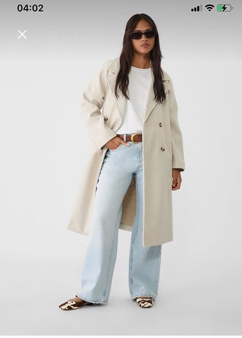 Stradivarius Stradivarius kaşe kaban trençkot bej krem