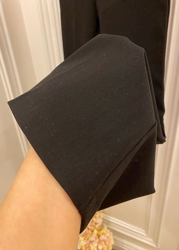 Düğmeli Siyah Kadın Kumaş Pantolon - Görsel 4