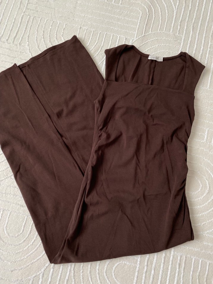 Kahverengi elbise - Görsel 2