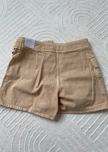 Bej Kemerli Keten Mini Etek - Görsel 3