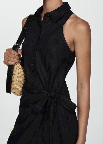 Siyah Kemerli Mini Elbise - Görsel 2