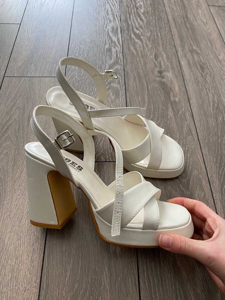 Beyaz Platform Topuklu Kadın Abiye Ayakkabı - Görsel 2