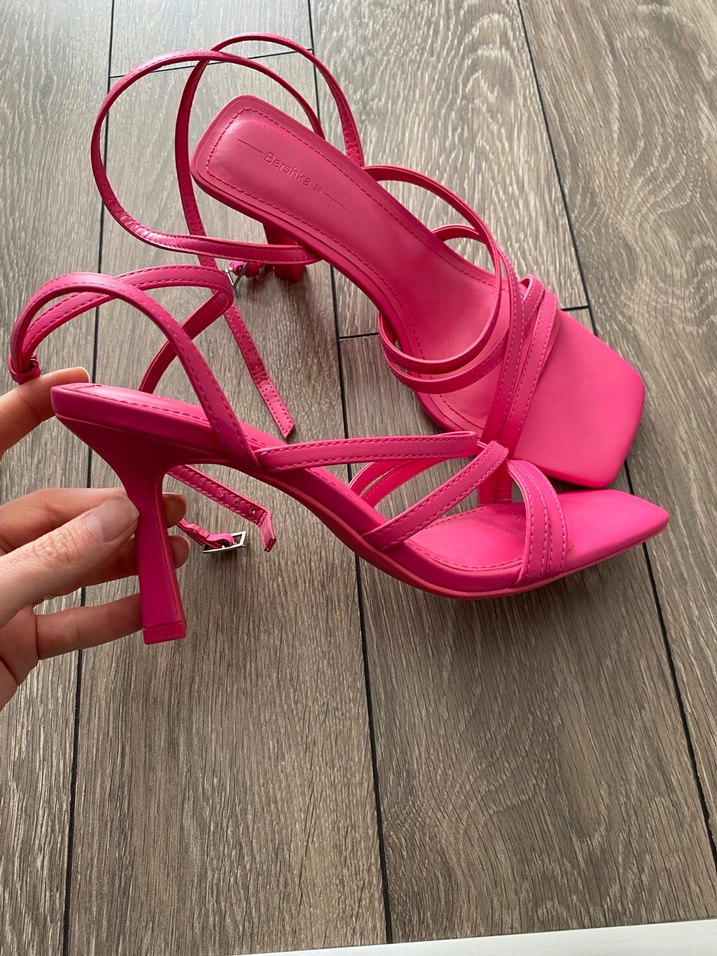 Pembe Stiletto Topuklu Kadın Sandalet - Görsel 3