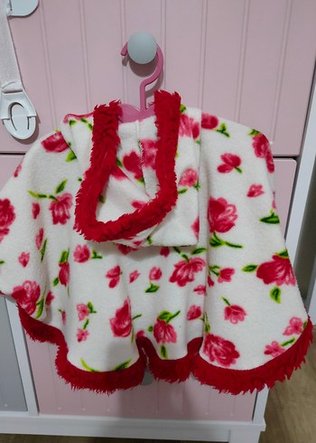 Kız Çocuk Kapüşonlu Çiçekli Pelerin - Görsel 4