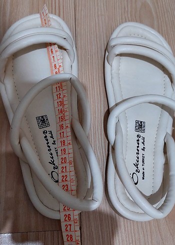 Krem bantlı  kadın sandalet - Görsel 6