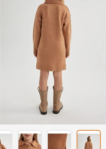 defacto kız cocuk 13-14 yas polo yaka  uzun kollu triko elbise - Görsel 7