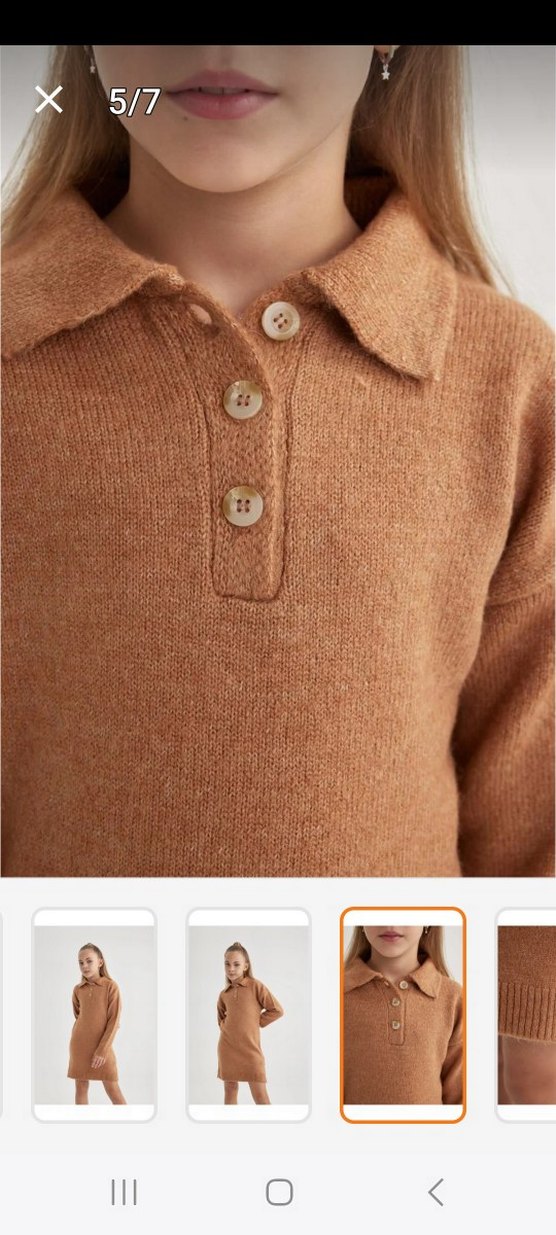 defacto kız cocuk 13-14 yas polo yaka  uzun kollu triko elbise - Görsel 5