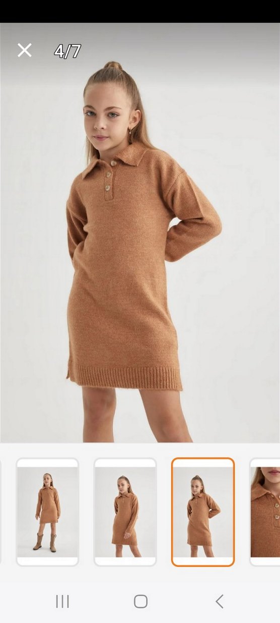 defacto kız cocuk 13-14 yas polo yaka  uzun kollu triko elbise - Görsel 4