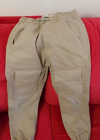 Erkek Çocuk Bej Beli Lastikli Pantolon