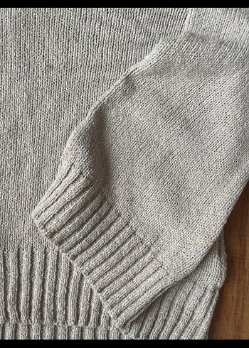 Bej V Yakalı Örgü Kadın Kazak - Görsel 6