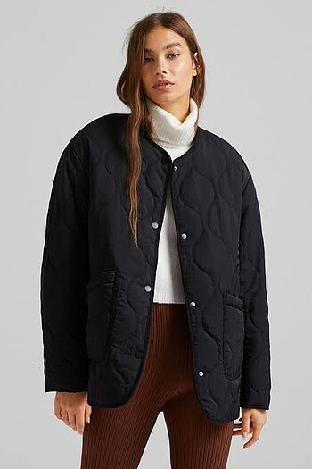 Bershka Siyah Kapitone Ceket