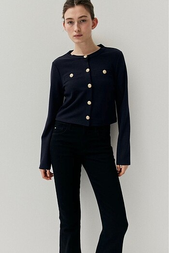 H&M H&M Hm Lacivert Tekstüre Hırka