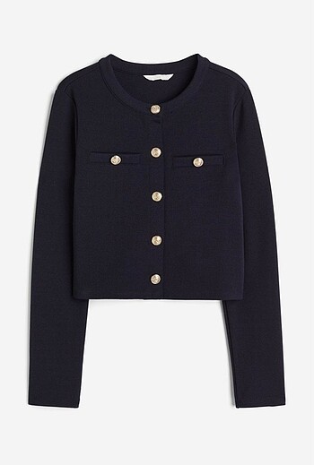 H&M Hm Lacivert Tekstüre Hırka
