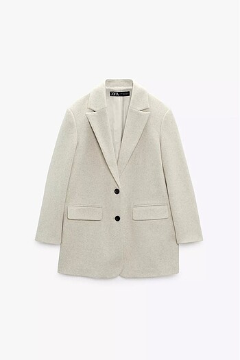 Zara Bej Dokulu Oversize Blazer
