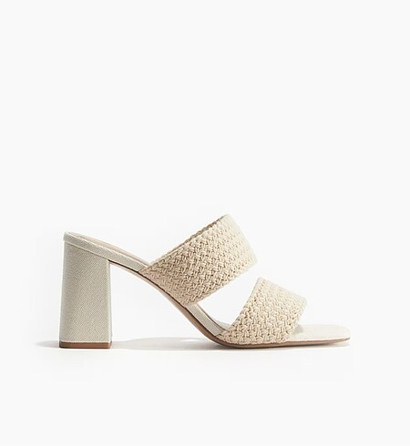 H&M Hm Bej Örme Topuklu Sandalet Terlik