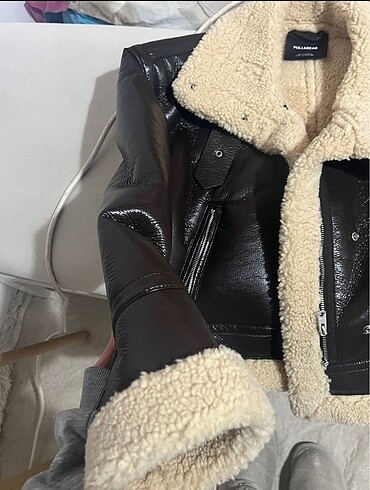 s Beden kahverengi Renk Pull&Bear Kahverengi Deri Ceket