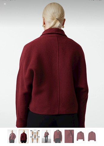 Bordo Yünlü Kısa Kaban - Görsel 2