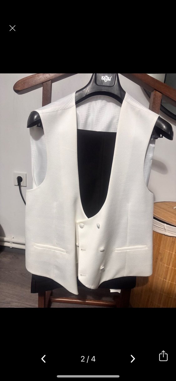 Düğmeli Beyaz Erkek Yelek kiğılı - Görsel 2