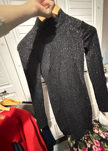 Siyah Balıkçı Yaka Uzun Kollu Midi Elbise - Görsel 2