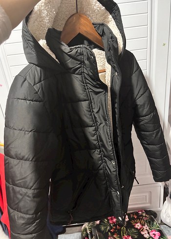 Siyah Kürklü Midi Kadın Kışlık Mont - Görsel 2