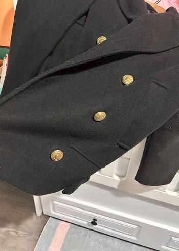 Düğmeli Siyah kısa kaban - Görsel 6