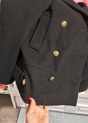 Düğmeli Siyah kısa kaban - Görsel 5