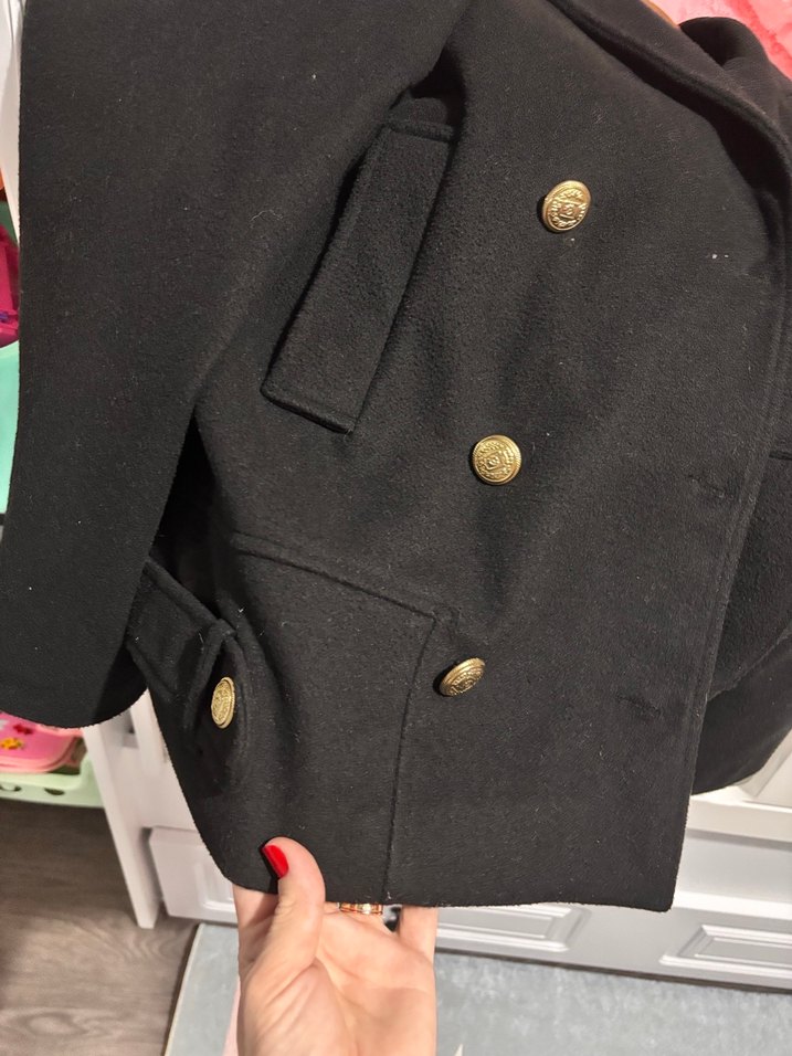 Düğmeli Siyah kısa kaban - Görsel 5