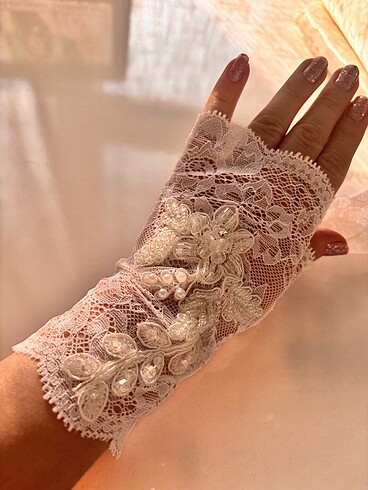 Gelin dantel eldiven - Görsel 4
