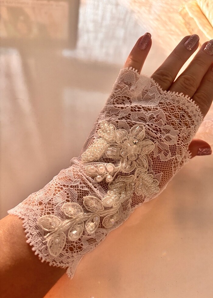 Gelin dantel eldiven - Görsel 4