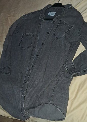 Pull&Bear gri Gömlek m ama xl kadar genis ve uzun
