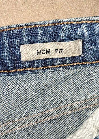 yuksrk bel mom fit Kadın Gri Mavi Normal Boy Denim Pantolon - Görsel 4