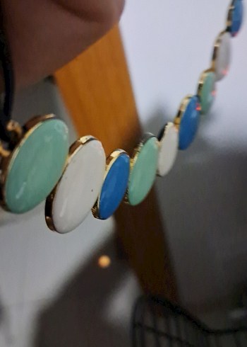 vintage Renkli Noktalı Boncuklu Midi Kolye - Görsel 5