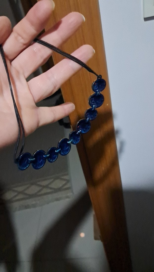 vintage Renkli Noktalı Boncuklu Midi Kolye - Görsel 3