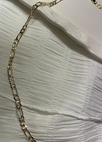 Uzun Zincir Detaylı Altın Kadın Kolye - Görsel 3