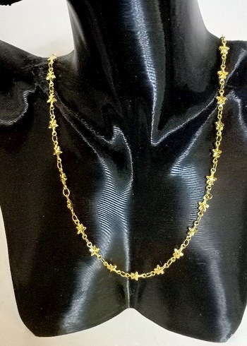 Zincir Detaylı Parlak Altın Kadın Kolye - Görsel 2