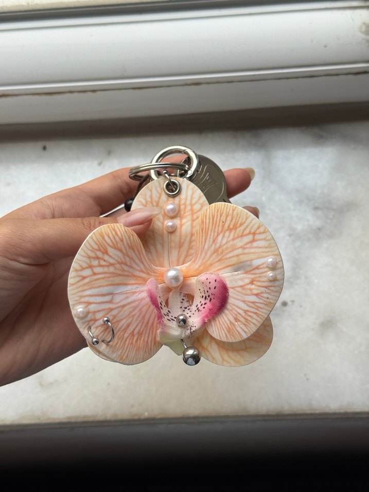 Çiçekli Boncuklu Bohem Kadın Charm Anahtarlık - Görsel 4