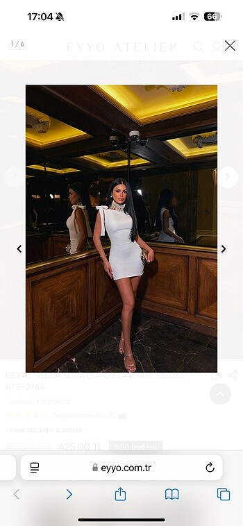 Etiketli mini beyaz elbise