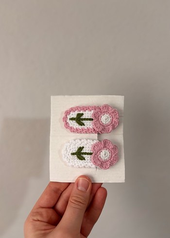 Dantel Nakışlı Çiçekli Bebek Toka Seti - Görsel 2