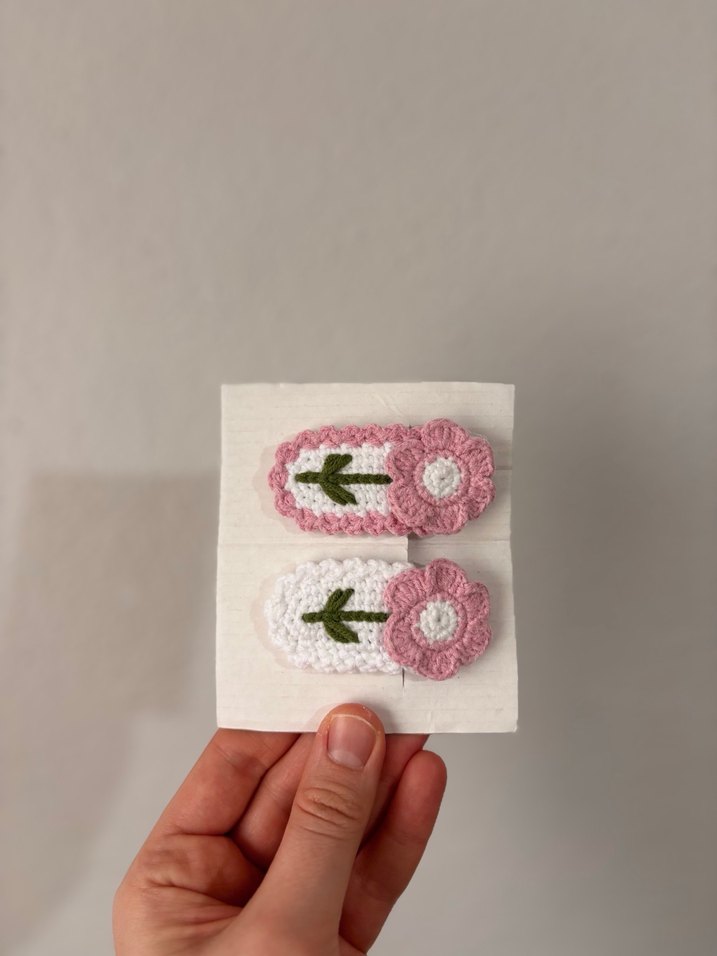 Dantel Nakışlı Çiçekli Bebek Toka Seti - Görsel 2