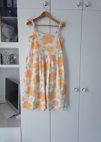 Kız Çocuk Turuncu Bohem Elbise - Görsel 4