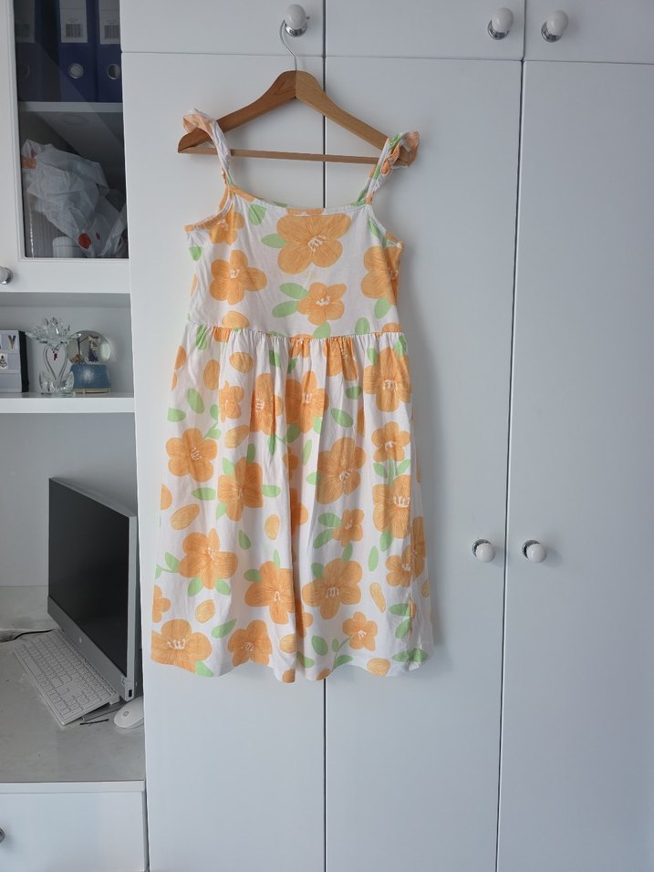 Kız Çocuk Turuncu Bohem Elbise - Görsel 4