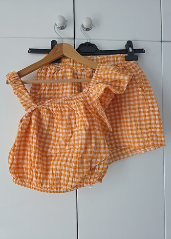 Turuncu Pötikareli Mini Şort - Görsel 8