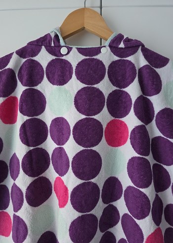 Mor Puantiyeli Kız Çocuk Plaj Panço - Görsel 5