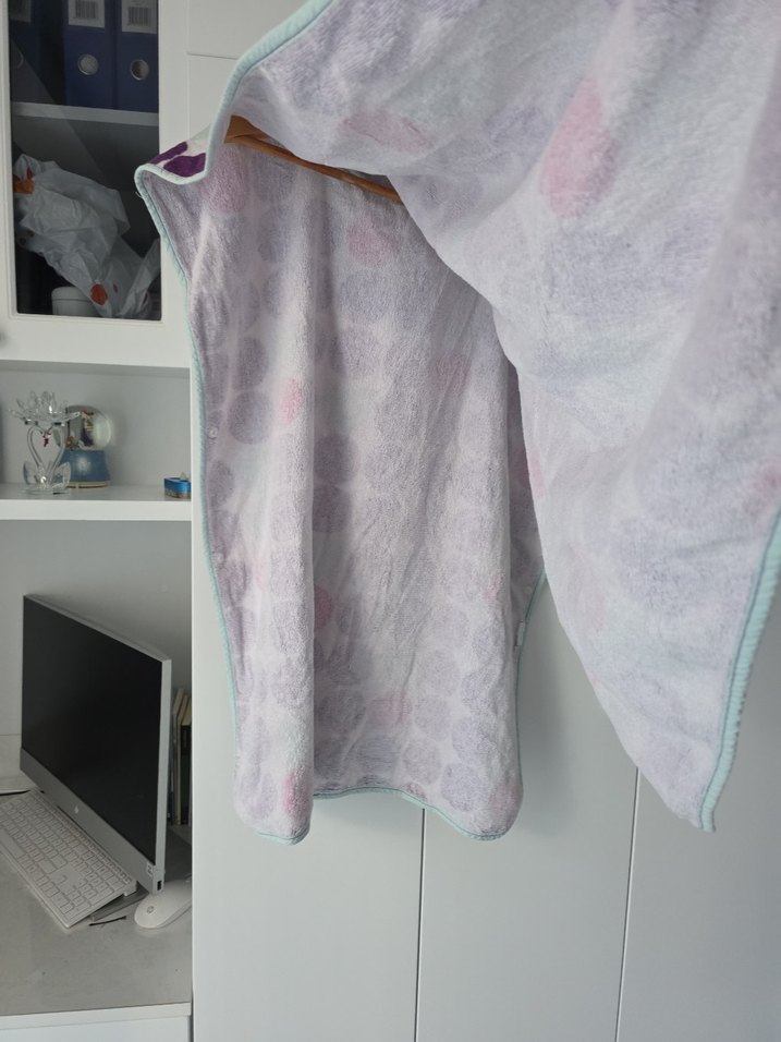 Mor Puantiyeli Kız Çocuk Plaj Panço - Görsel 3