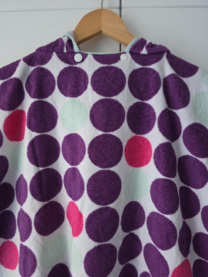 Mor Puantiyeli Kız Çocuk Plaj Panço - Görsel 5