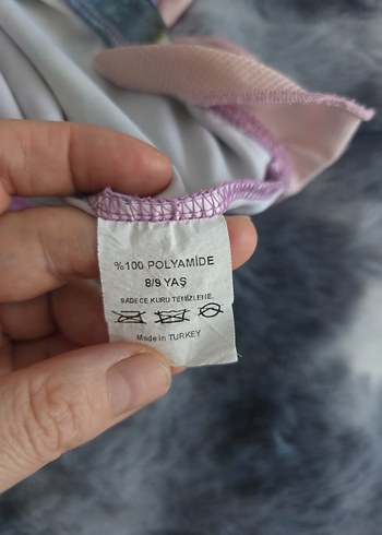 Kız Çocuk Mor Desenli Askılı Mayo - Görsel 4