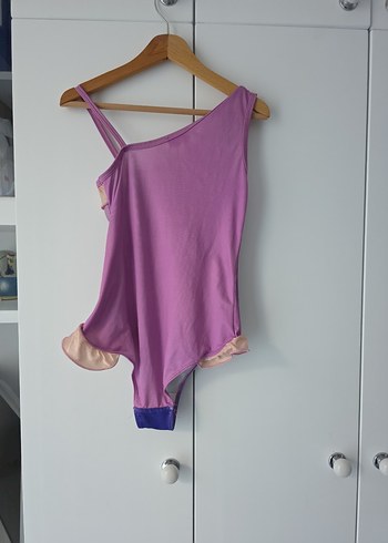 Kız Çocuk Mor Desenli Askılı Mayo - Görsel 3