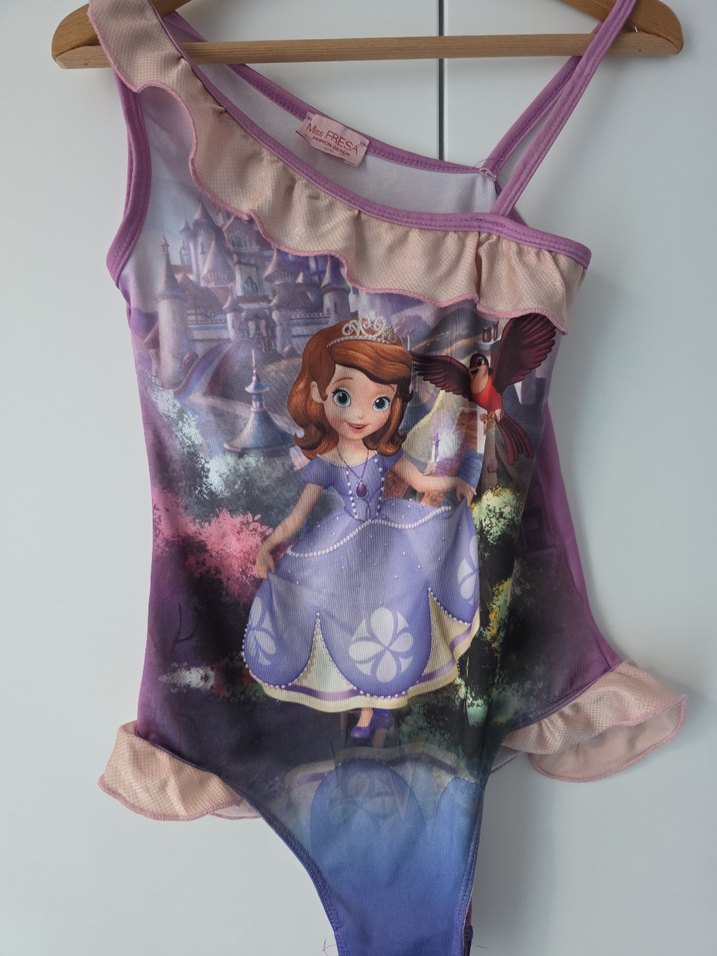 Kız Çocuk Mor Desenli Askılı Mayo - Görsel 2