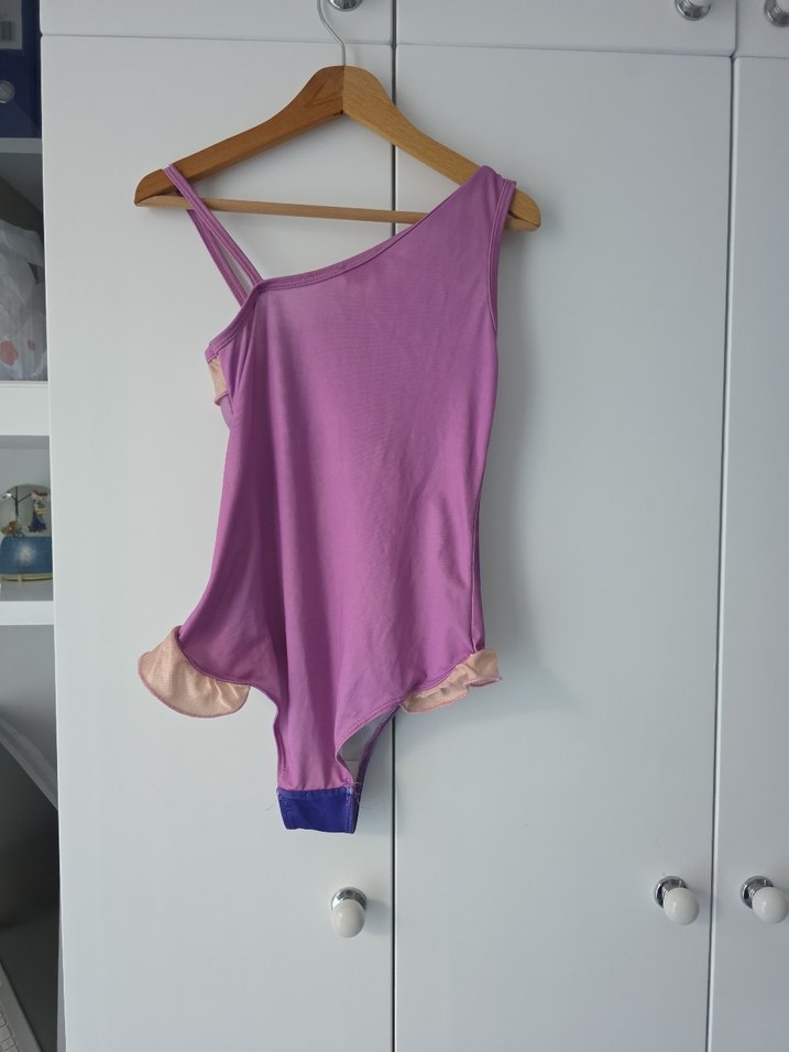 Kız Çocuk Mor Desenli Askılı Mayo - Görsel 3